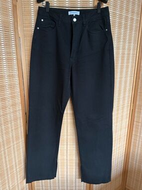 WeWoreWhat Black washed Relaxed flared Jeans high waist side slit 29
